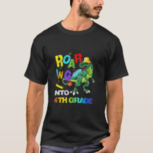 Roaring Into 4th Grade Dinosaur Back To School Kid T-Shirt