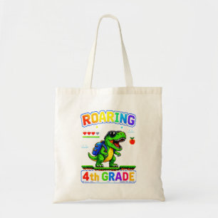 Roaring Into 4th Grade Dinosaur Back To School Tote Bag