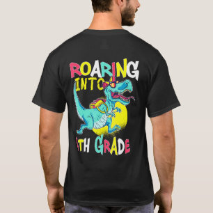 Roaring Into 4th Grade T Rex Dinosaur Back To Scho T-Shirt