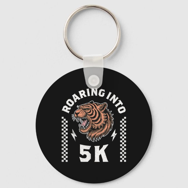 Roaring Into 5k Roaring Tiger Back To School Boy G Keychain (Front)