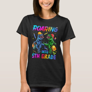 Roaring Into 5th Grade Dinosaur Backpack Back To S T-Shirt
