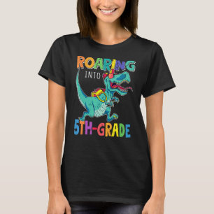 Roaring Into 5th Grade Dinosaur Rex Back To School T-Shirt