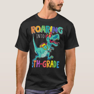 Roaring Into 5th Grade Dinosaur Rex Back To School T-Shirt