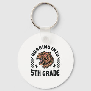 Roaring Into 5th Grade Tiger Boy Girl Kids 1st Day Keychain