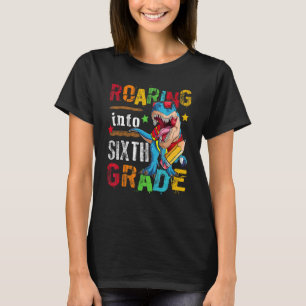 Roaring Into 6th Grade Dinosaur Boys Kids Back To T-Shirt