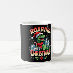 Roaring Into Christmas Kids Girls Funny Dinosaur X Coffee Mug