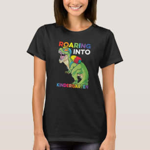 Roaring Into Kindergarten Back To School Dinosaur T-Shirt