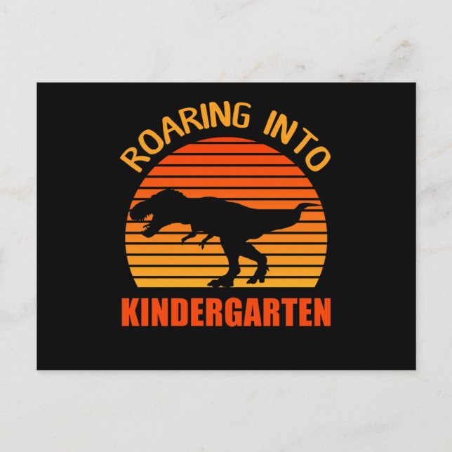 Roaring Into KinderGarten Back To School Postcard (Front)