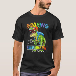 Roaring Into Kindergarten Dinosaur Backpack Back T T-Shirt