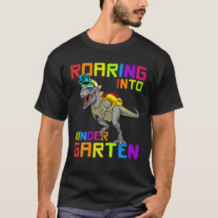 Roaring Into Kindergarten Dinosaur Rex Boys Kids T-Shirt