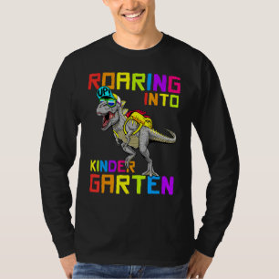 Roaring Into Kindergarten Dinosaur T-Rex Boys Kids T-Shirt