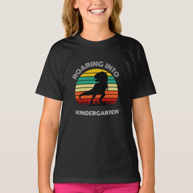 Roaring into Kindergarten Dinosaur T-Shirt (Front)