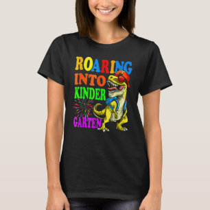 Roaring Into Kindergarten Kids Dinosaur Rex Back T T-Shirt