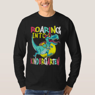 Roaring Into Kindergarten T Rex Dinosaur Back To S T-Shirt