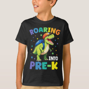 Roaring Into Pre-K Dinosaur T Rex Back To School T-Shirt