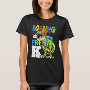 Roaring Into Pre K Rex Dinosaur Back To School Boy T-Shirt