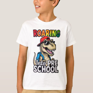 Roaring into Preschool Dinosaur Back to School Fun T-Shirt