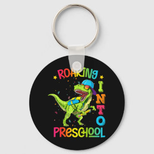 Roaring Into Preschool Dinosaur Teacher Pre K Back Keychain