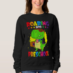 Roaring Into Preschool Dinosaur Teacher Pre K Back Sweatshirt