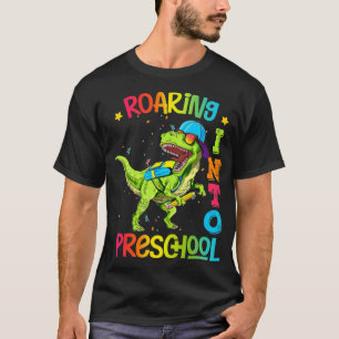 Roaring Into Preschool Dinosaur Teacher Pre K Back T-Shirt
