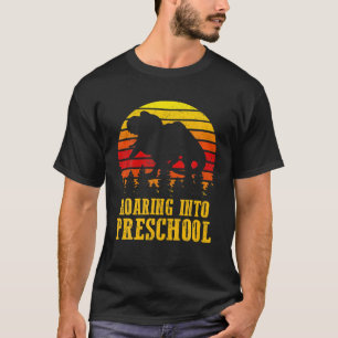 Roaring Into Preschool Dinosaur Teacher Pre K Back T-Shirt