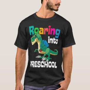 Roaring Into Preschool Dinosaur Teacher Pre K Back T-Shirt