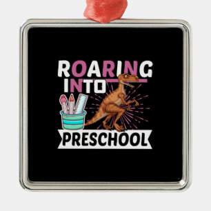 Roaring Into Preschool Metal Ornament
