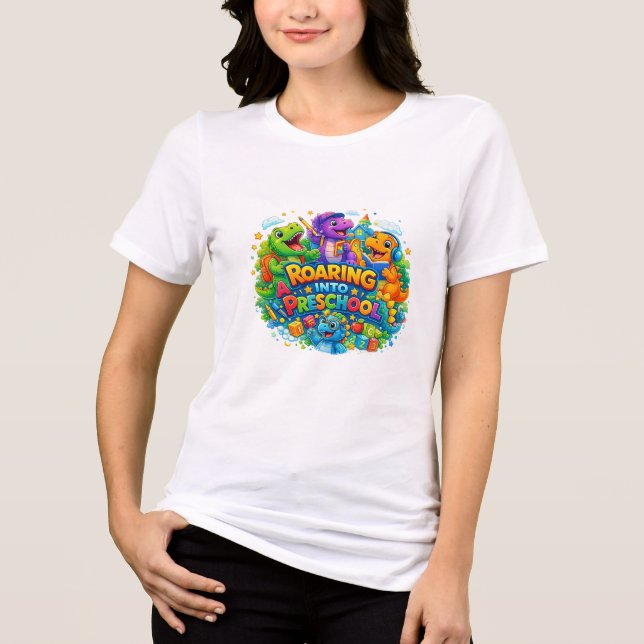 Roaring Into Preschool Tri-Blend Shirt (Front)