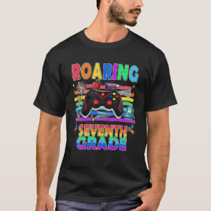 Roaring Into Seventh Grade Tee Fun Video Game Back