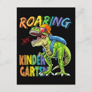 Roaring Kindergarten Dinosaur T-Rex Back to School Postcard