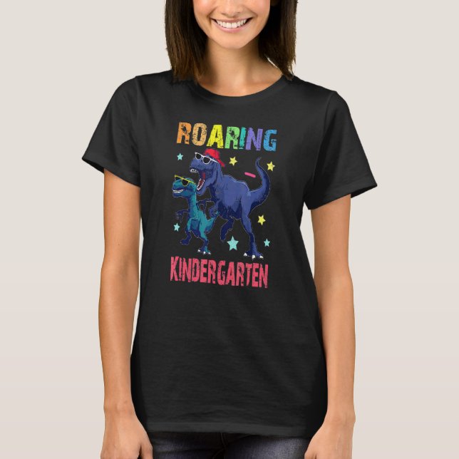 Roaring Kindergarten Dinosaur T Rex Back to School T-Shirt (Front)