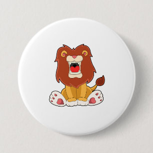 Roaring lion 3 inch round button