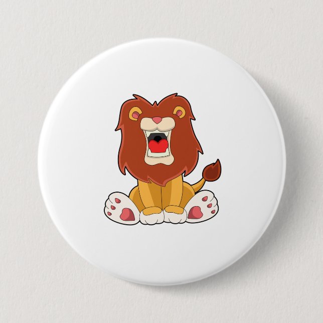 Roaring lion 3 inch round button (Front)
