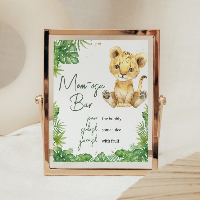 Roaring Lion Baby Shower Mom Osa Bar Poster (Roaring with Excitement Lion Baby Shower Mom Osa Bar Sign)