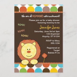 Roaring Lion Dots Baby Shower Invitation