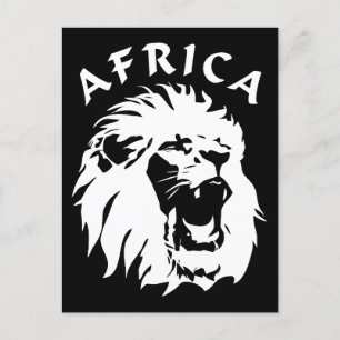 Roaring Lion Face   Africa Postcard