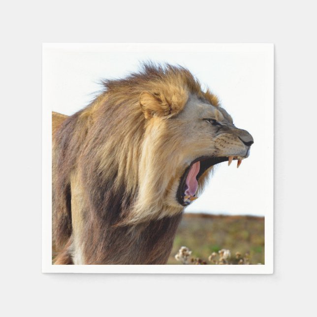 Roaring lion full of teeth  napkin (Front)