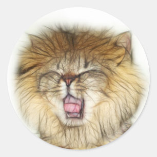 Roaring lion kitten classic round sticker