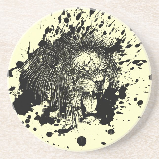 Roaring Lion Pick Your Background Colour Coaster (Front)