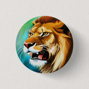 Roaring Lion Side Posed Portrait-57566 1 Inch Round Button