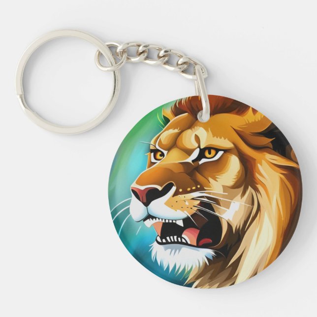 Roaring Lion Side Posed Portrait-57566 Keychain (Front)