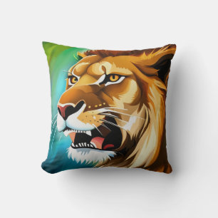 Roaring Lion Side Posed Portrait-57566 Throw Pillow