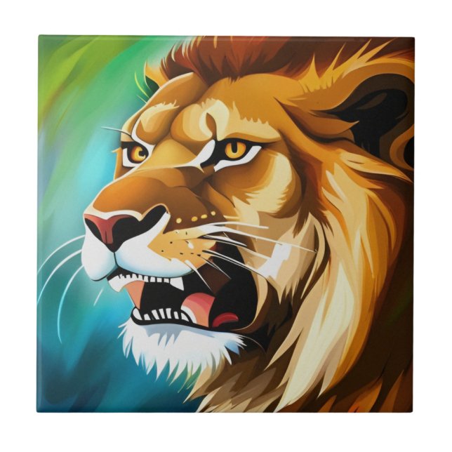 Roaring Lion Side Posed Portrait-57566 Tile (Front)