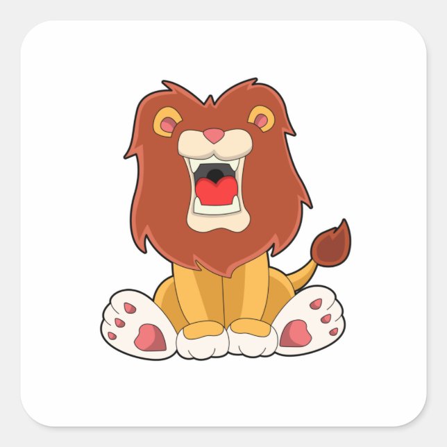 Roaring lion square sticker (Front)
