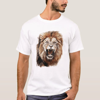 Roaring Lion Watercolor Painting Portrait T-Shirt
