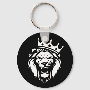 Roaring lion with crown keychain