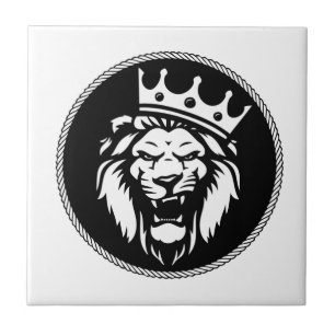 Roaring lion with crown tile
