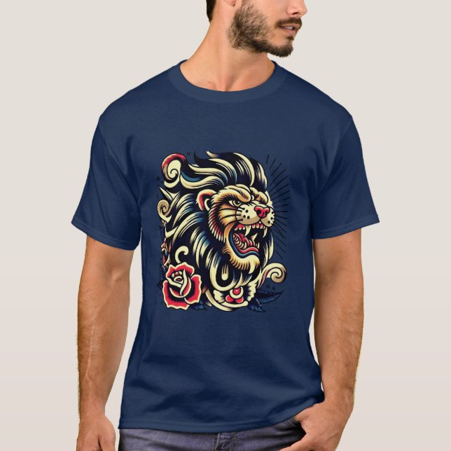 Roaring Lion with Rose T-Shirt (Front)