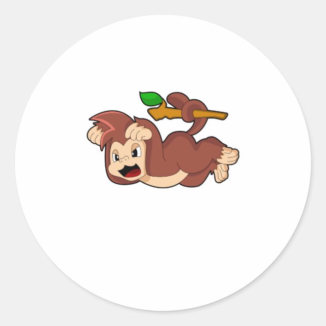 Roaring Monkey Classic Round Sticker (Front)