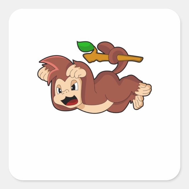 Roaring Monkey Square Sticker (Front)